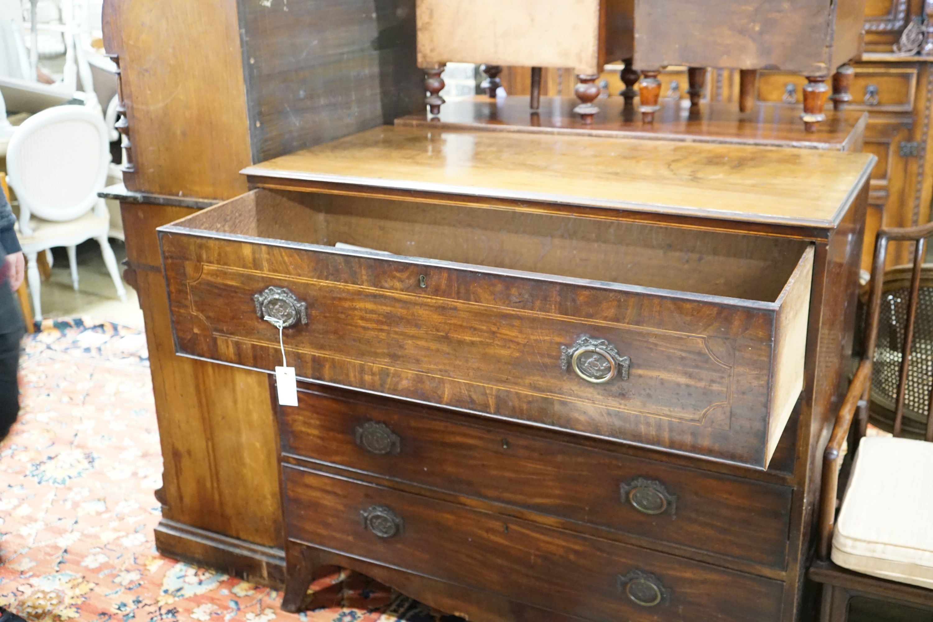 A George IV banded mahogany chest, width 115cm, depth 55cm, height 106cm